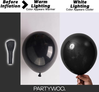 PartyWoo Black Balloons 100pcs Matte Latex Helium Balloons 12 Inch | Baby - Image 3