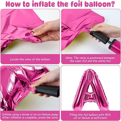 29PC Hot Pink Happy Birthday Balloon Banner, 16 Inch 3D Letter Banner Sign - Image 8
