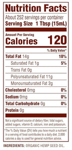 Nutiva Organic, Cold-Pressed, Unrefined Hemp Seed Oil from non-GMO, Sustainably Farmed Canadian Hemp, 1 Gallon 128 Fl Oz