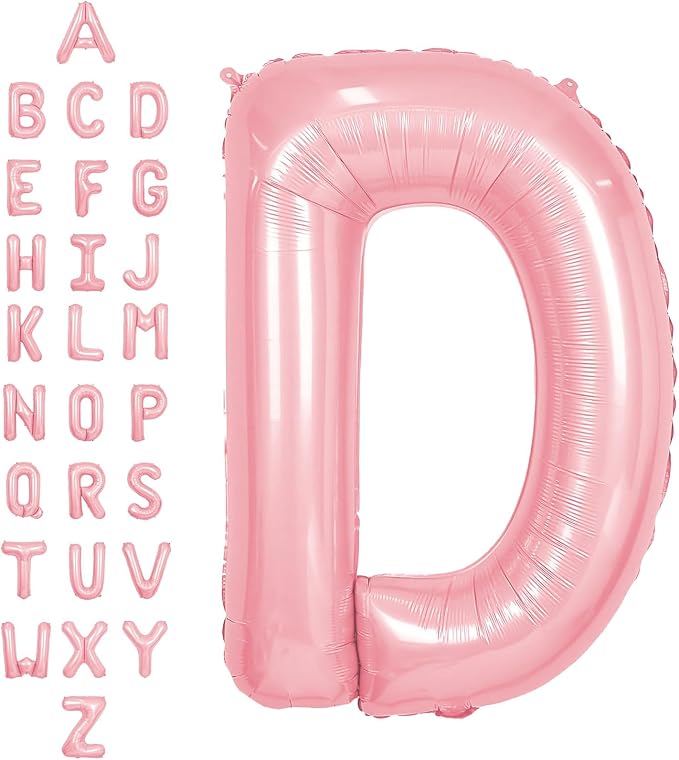 SUWEN 40 Inch Pink Large D Letter Balloons Big Foil Helium A-Z | Jumbo Mylar by SUWEN