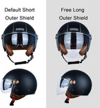 Open Face Motorcycle Helmet for Adults, DOT Approved,3/4 Retro Vespa Helmet, Dual Visors Men's and Women's Motorbike Casco for Moped Cruiser Bobber and Chopper