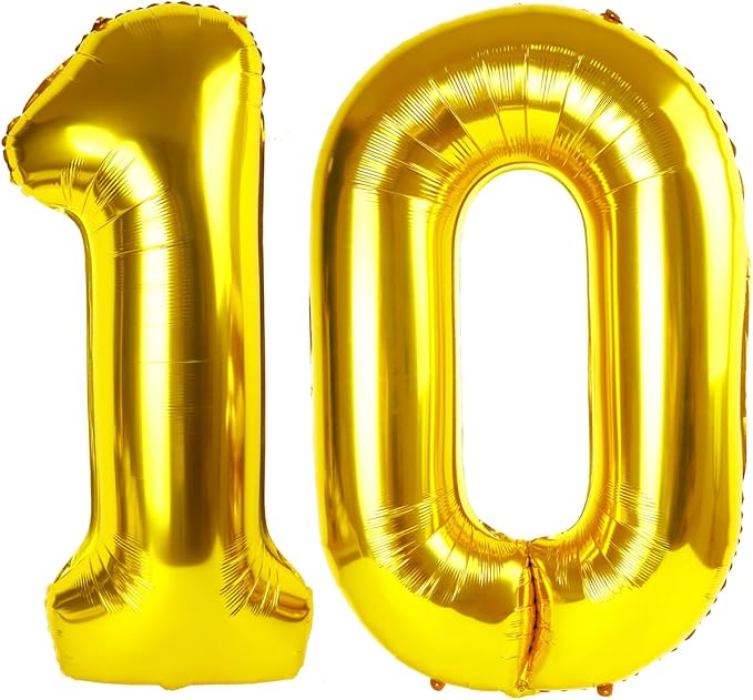 10 Balloon 40 inch Gold Number Balloons by Enyeopd