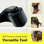 Titanium Derma Roller with 540 Needles for Face, Beard & Hair – Gentle Massage Roller for Daily Skincare Routine – Suitable for Men & Women (0.3 mm)
