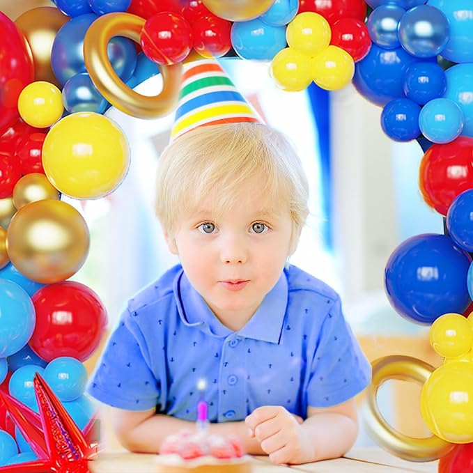 142 Pcs Red Blue Yellow Cartoon Hedgehog Balloon Arch Kit - Image 7