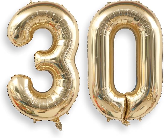 AULE 40 Inch Light Gold 30 Balloon Number Foil 0-9 Birthday Big Numbers | by AULE