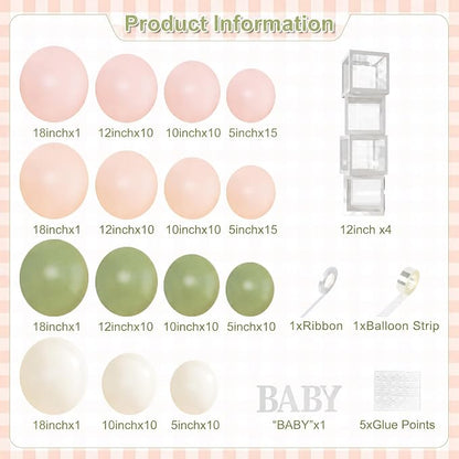 CROSSFINGERS Pink and Sage Green Wildflower Baby Shower Decorations | 132Pcs - Image 2