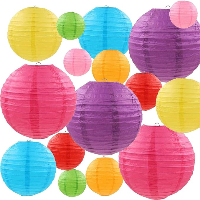 LURICO 16 Pcs Colorful Paper Lanterns by LURICO