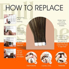Full Shine Tape in Hair Extensions 18Inch Skin Weft Invisible Tape in Human Hair Medium Brown to Honey Blonde Real Human Hair Extensions Tape ins 50G Balayage Hair Extensions for Wedding 20pcs 4/24/4