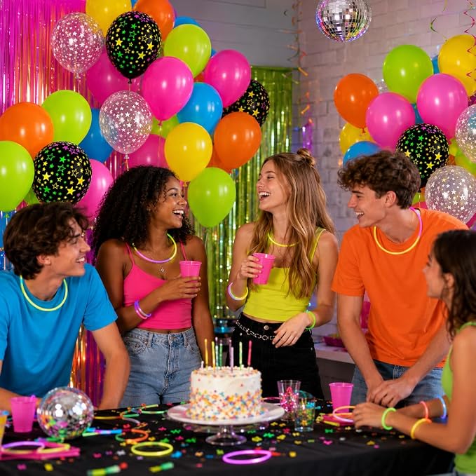 Glow Party Balloons, Lime Green Pink Orange Yellow Blue - Image 6