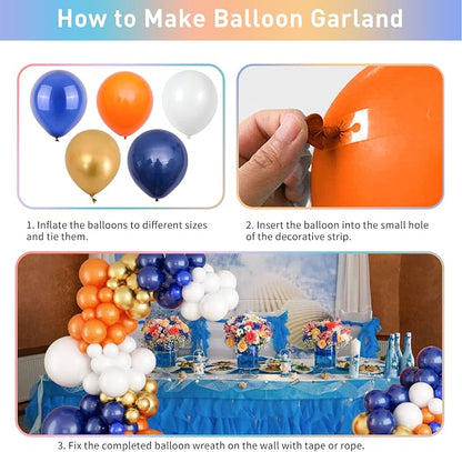 Blue and Orange Balloon Arch Garland Kit, Metallic Chrome Latex Balloons - Image 7