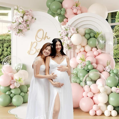 Sage Green Pink Balloon Arch kit - Image 2