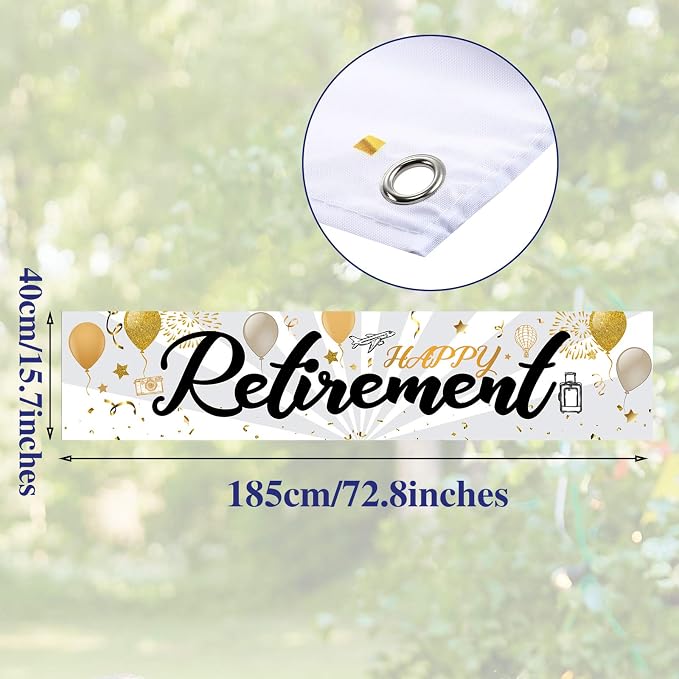 Blulu Retirement Decoration Banner 72.8 x 15.7 Inch Large Fabric Yard Sign - Image 2