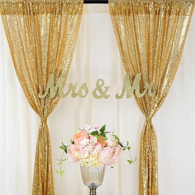 Sequin Backdrop Curtain 4 Pcs 2ftx8ft Wedding Ceremony Background Backdrop - Image 5