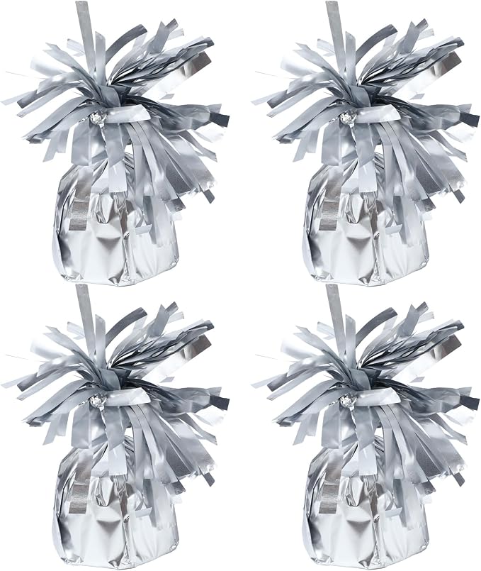4 Pcs Silver Metallic Balloon Weights Holder Anchors Balloon Holder Weights by ZCYSRLQIN