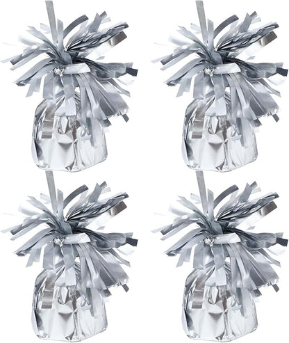 4 Pcs Silver Metallic Balloon Weights Holder Anchors Balloon Holder Weights by ZCYSRLQIN