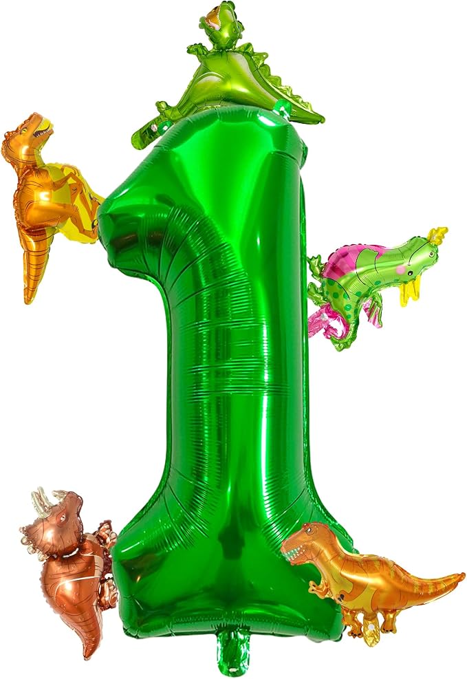 LilyZheng Large Dinosaur Balloon Number 1, 40 Inch Dark Green Foil Balloon and by LILYZHENG