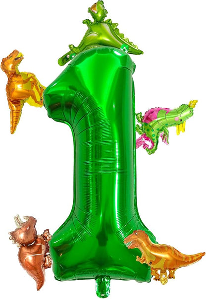 LilyZheng Large Dinosaur Balloon Number 1, 40 Inch Dark Green Foil Balloon and by LILYZHENG