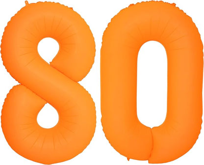 Orange Birthday Number 80 Balloon 40IN Fluorescent Orange 80 Balloon | by YOIOZAIZAI