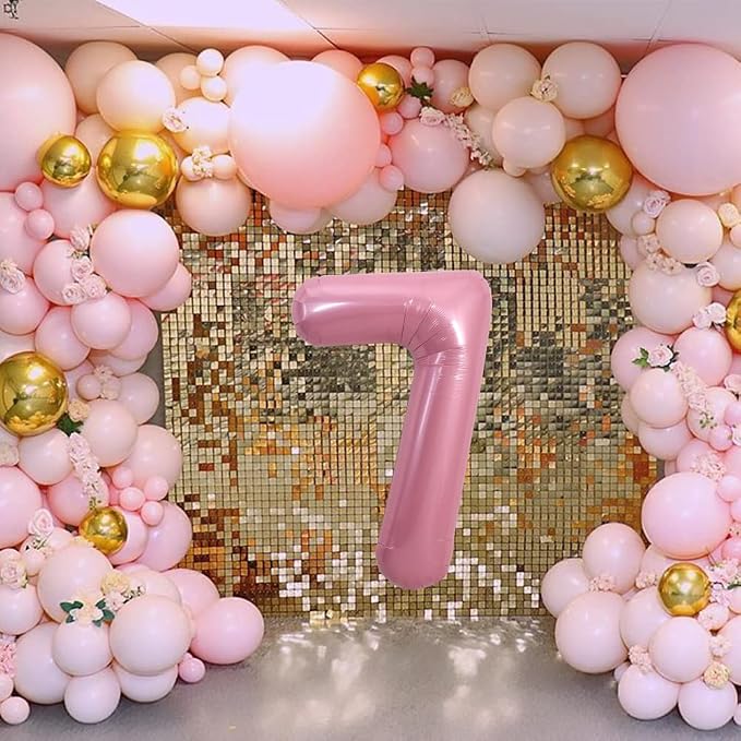 TONIFUL 40 Inch Pink Number 7 Balloons Large Foil 7th Birthday Decorations | - Image 3