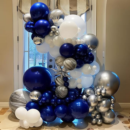 Blue White Silver Balloon 12 Inch Graduation Balloons Pearl Navy Royal Blue - Image 4