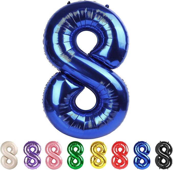 40 Inch Number 8 Balloon, Inflation Straw & Self-Sealing, Leak-Proof Aluminum by Mluchee