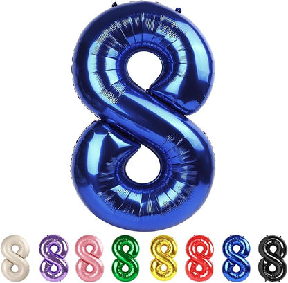 40 Inch Number 8 Balloon, Inflation Straw & Self-Sealing, Leak-Proof Aluminum by Mluchee