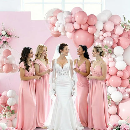 152Pcs Pink Balloons Arch Garland Kit Different Size | Light Pink and White - Image 3