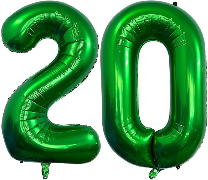 Dark Green 20 Number Balloons, 40 Inch Giant Number 20 Balloons Foil Mylar by Lovoir