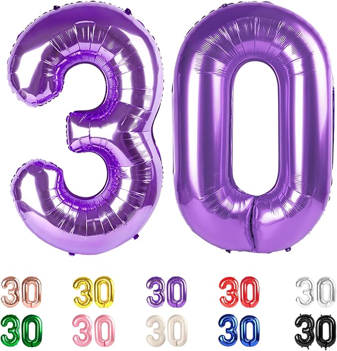 30 Balloon Numbers 40Inch 30 Year Old Birthday Decorations by Mluchee