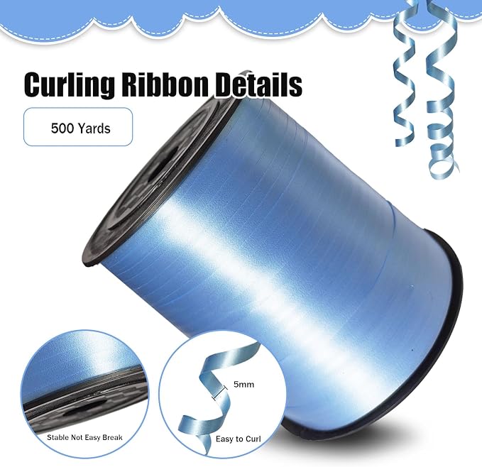 500 Yards Curling Ribbon，Light Blue Balloon String Ribbon，for Gift - Image 2
