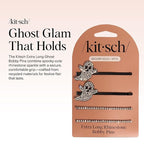 Kitsch Extra Long Metal Rhinestone Bobby Pins – Ghost Design Sparkly Hair Pins – Halloween Hair Accessories – Secure Hold Bobby Pins for Women, Festive Styling | Ideal Gifts for Women - 4pc Set