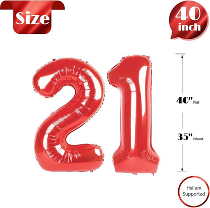 Red Number 21 Balloon 40 Inch - Image 5