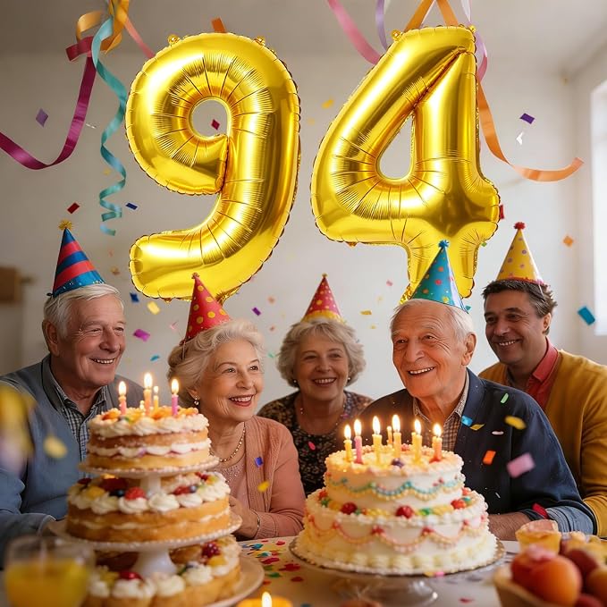 40 Inch Number 94 Balloons for 94th Birthday Party Decorations, 0-100 Gold - Image 2