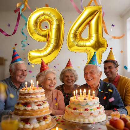 40 Inch Number 94 Balloons for 94th Birthday Party Decorations, 0-100 Gold - Image 2