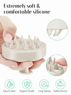 HEETA Scalp Massager Hair Growth, Soft Silicone Scalp Scrubber Shampoo Brush for Exfoliation, Dandruff Removal Head Massage Stress Relax, Wet & Dry Use for Thick Thin Curly Hair Care, Beige