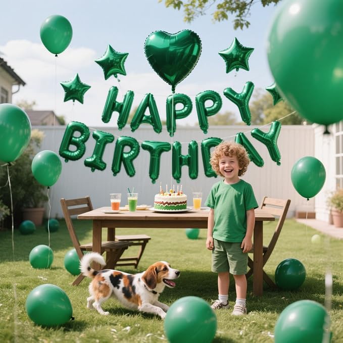27 Pcs Green Birthday Decorations, 3D Letters Green Happy Birthday Balloon - Image 3