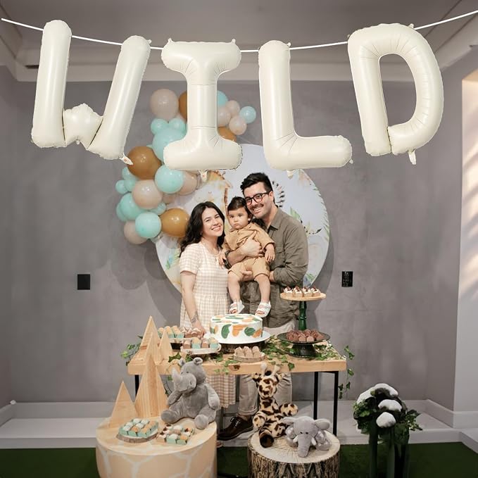 Beige WILD Balloons for Wild One Party Decorations, 40 Inch Cream White Sand - Image 5