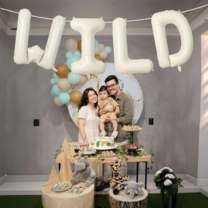 Beige WILD Balloons for Wild One Party Decorations, 40 Inch Cream White Sand - Image 5