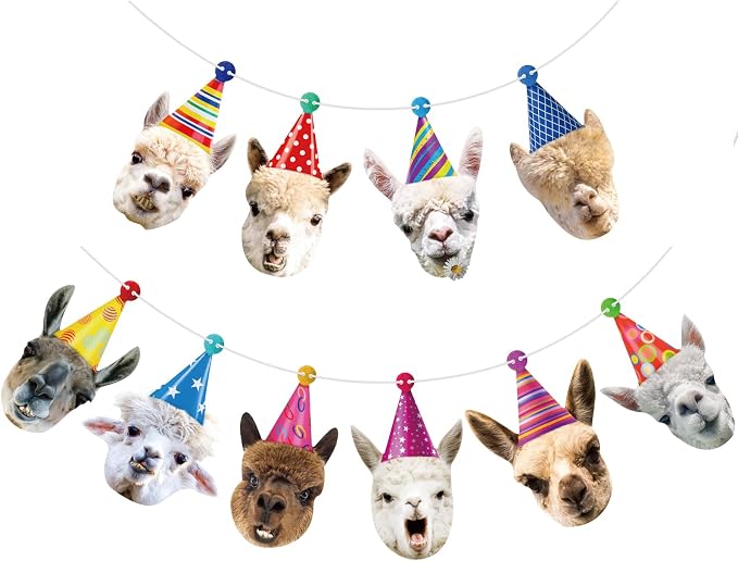 Hooqict Llama Birthday Banner Garland Funny Happy Birthday Decorations Party by Hooqict