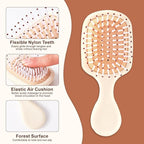 Mini Hair Bursh for Women Men and Kids, Protable Travel Size Hair Brush for Pockets Purses, Mini Detangler Brush for All Hair Types, Small Paddle Brush for Detangling (Beige)