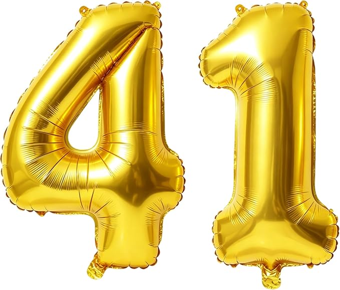 40 Inch Number 41 Balloons for 41st Birthday Party Decorations, 0-100 Gold by FOBELEC