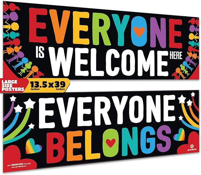 Sproutbrite 2 Welcome Educational Posters & Chart Welcome Banner 13.5"x39" by Sproutbrite