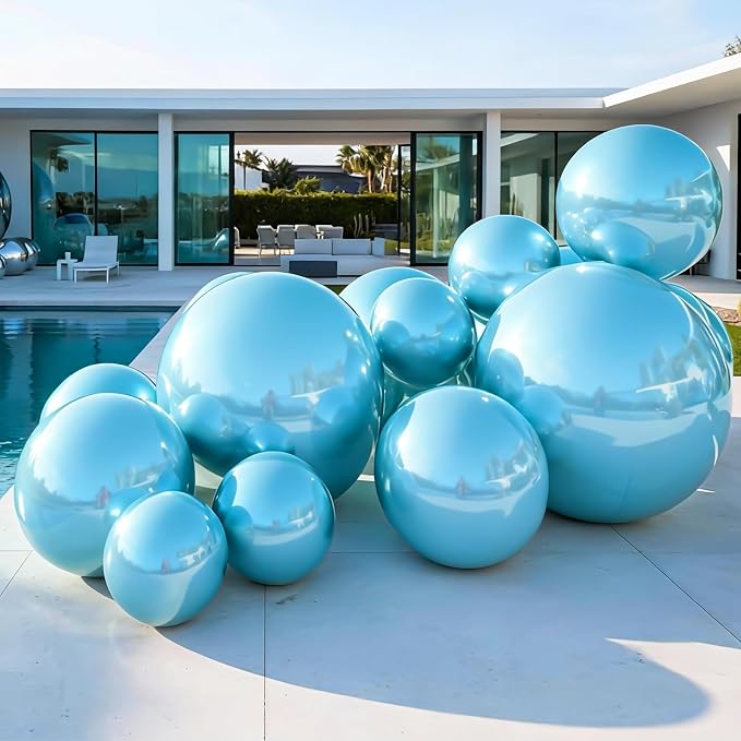 50 Inch Giant Light Blue Round Foil Balloons - Image 5