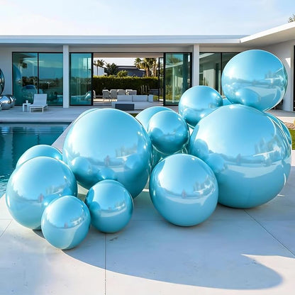50 Inch Giant Light Blue Round Foil Balloons - Image 5