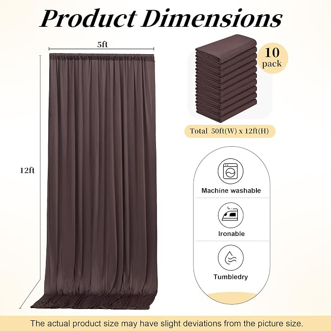 50ft x 12ft Brown Backdrop Curtains - Image 7