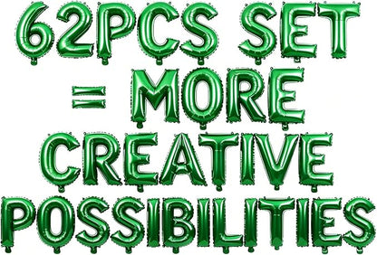 62 Pcs Green Letter Balloons, Custom 2 Set A-Z Set by GOGAKIE