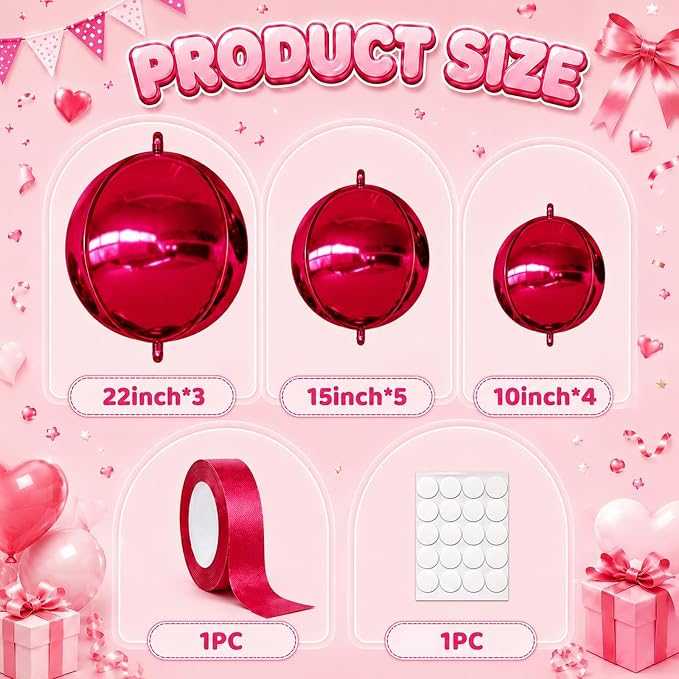 Maroon 4D Round Foil Balloons - Image 2
