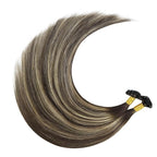 YoungSee Ktip Hair Extensions Ombre Dark Brown with Ash Blonde K Tips Hair Extensions Human Hair Ombre 24In 1G/S 50G