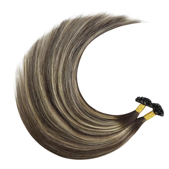 YoungSee K Tip Hair Extensions Human Hair Dark Brown Ombre Ash Blonde K Tip Hair Extensions Human Hair Ombre 22In 1G/S 50G