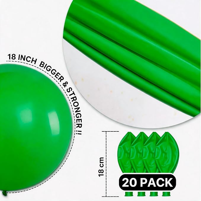PartyWoo Green Balloons 20pcs Green Latex Helium Balloons 18 Inch | Birthday - Image 6